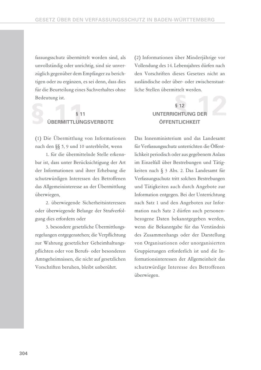 Seite 304 des Verfassungsschutzbericht 2018 Baden-Württemberg