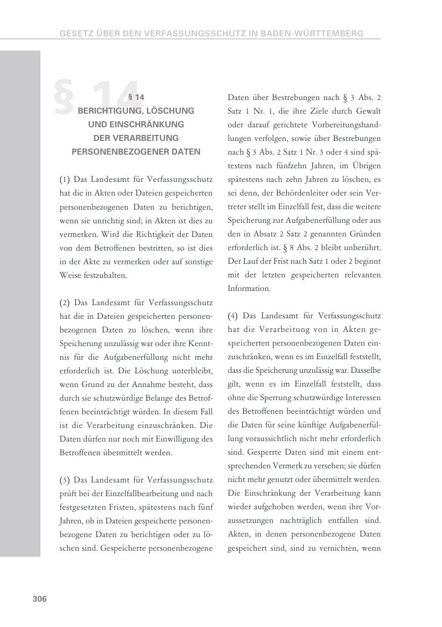 Seite 306 des Verfassungsschutzbericht 2018 Baden-Württemberg