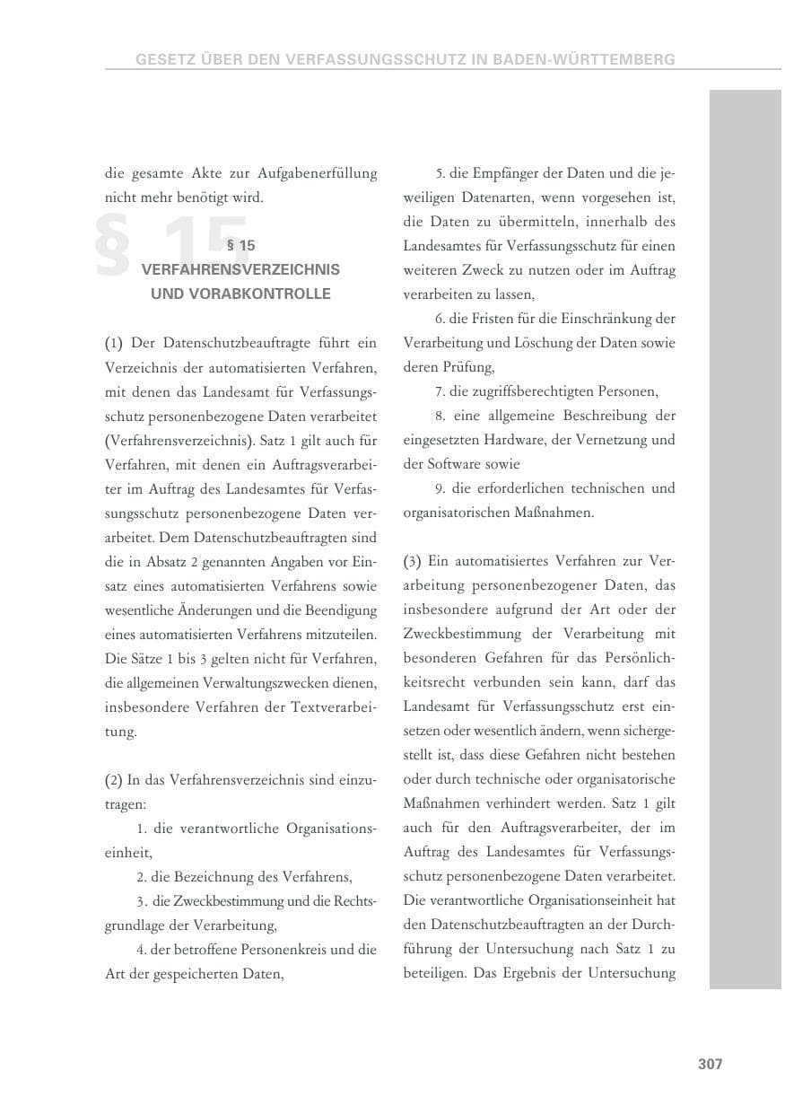 Seite 307 des Verfassungsschutzbericht 2018 Baden-Württemberg