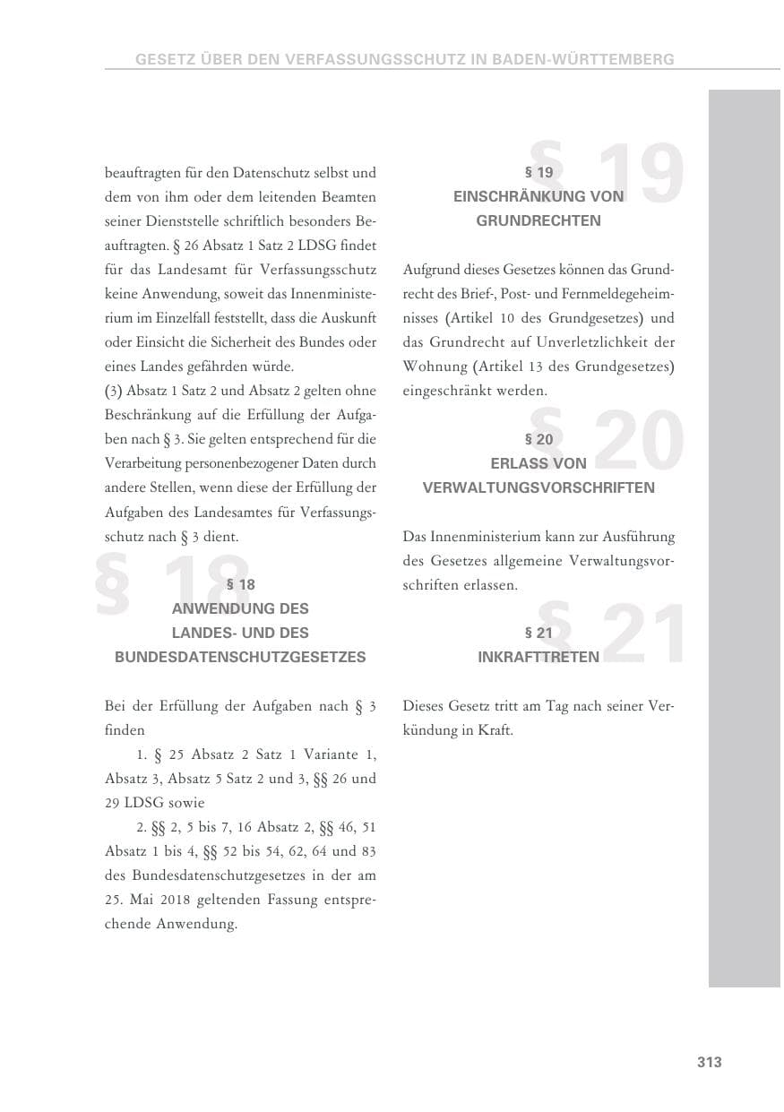 Seite 313 des Verfassungsschutzbericht 2018 Baden-Württemberg
