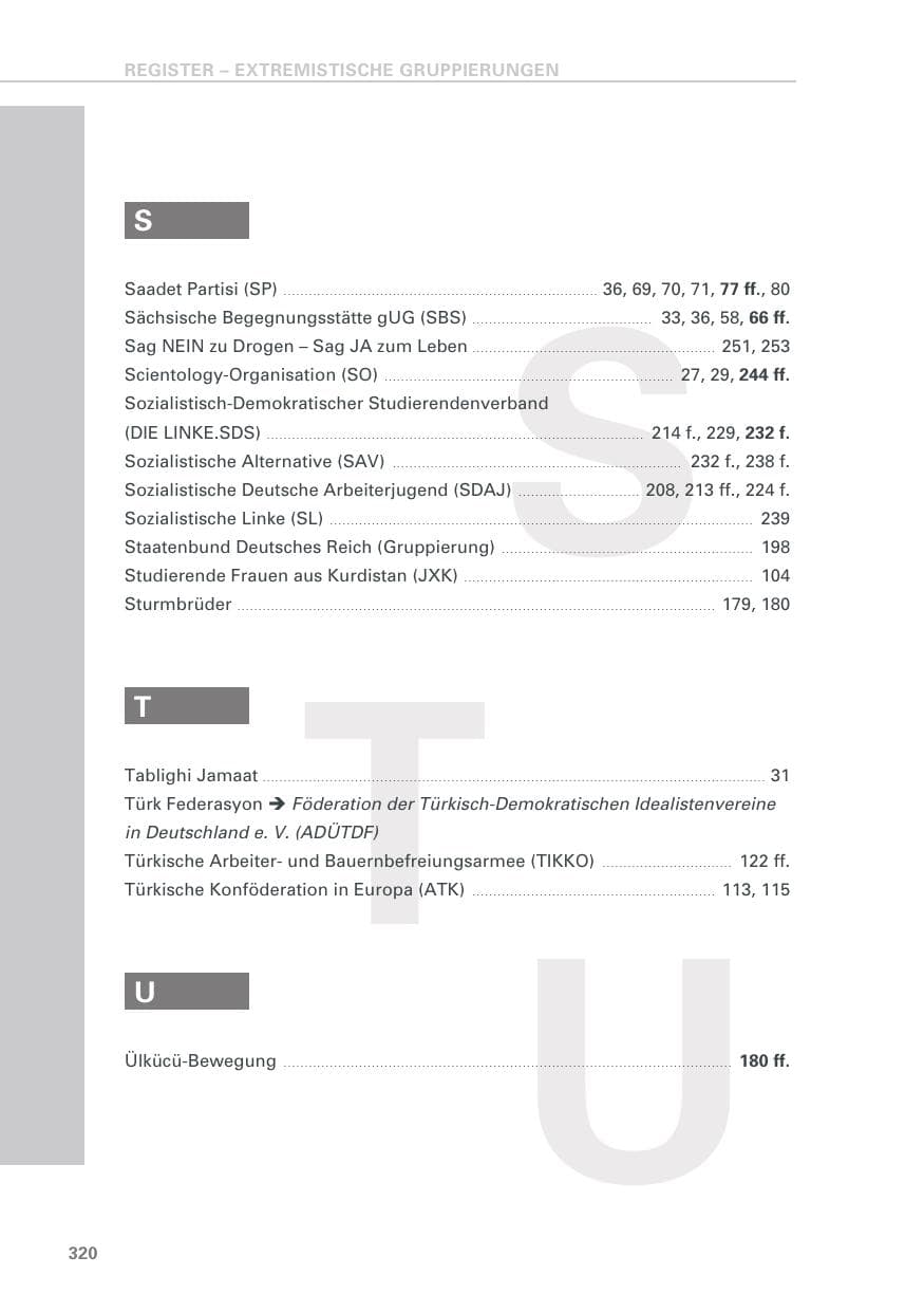 Seite 320 des Verfassungsschutzbericht 2018 Baden-Württemberg