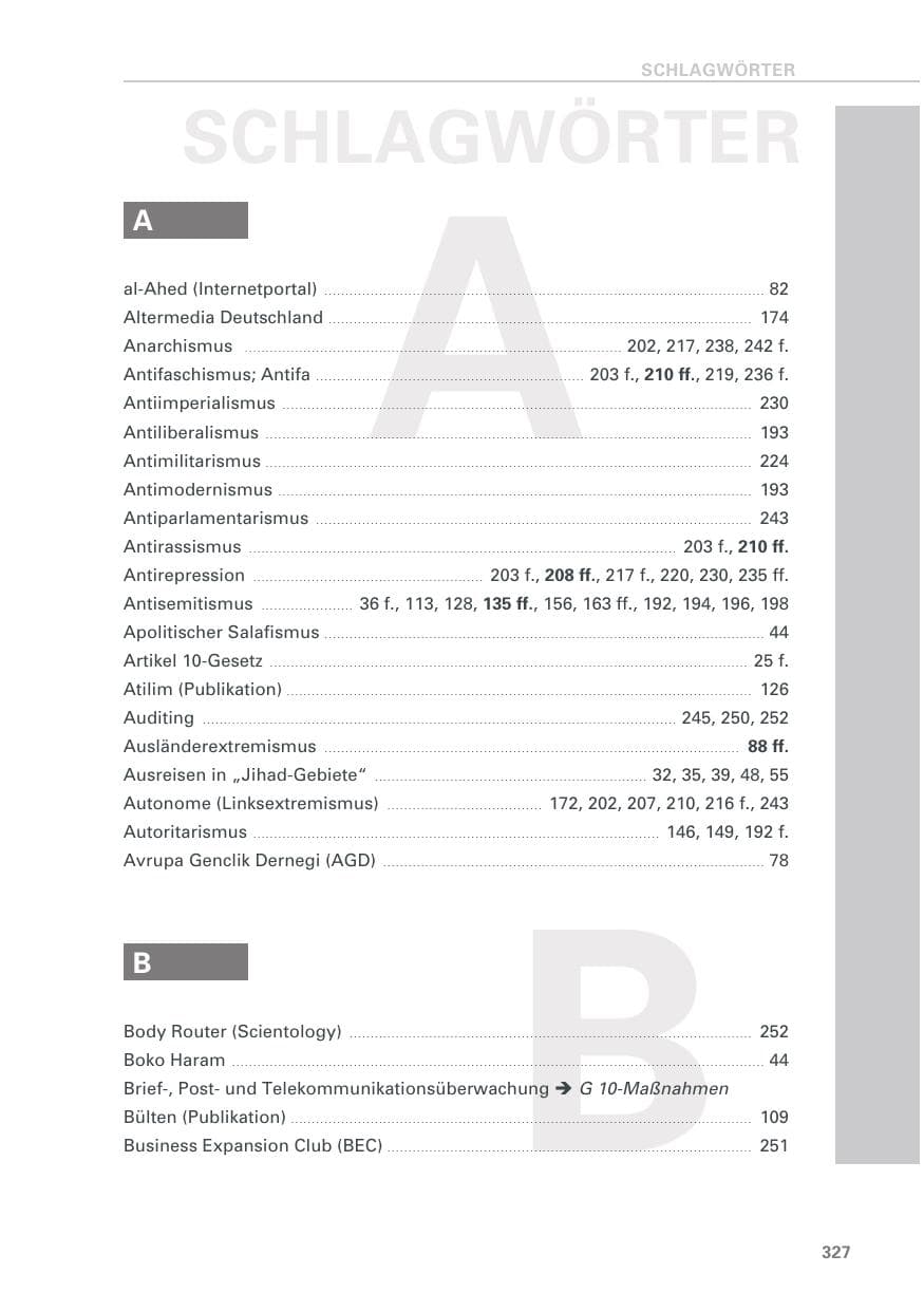 Seite 327 des Verfassungsschutzbericht 2018 Baden-Württemberg