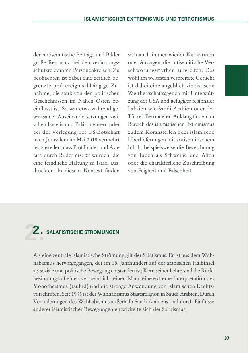 Seite 37 des Verfassungsschutzbericht 2018 Baden-Württemberg