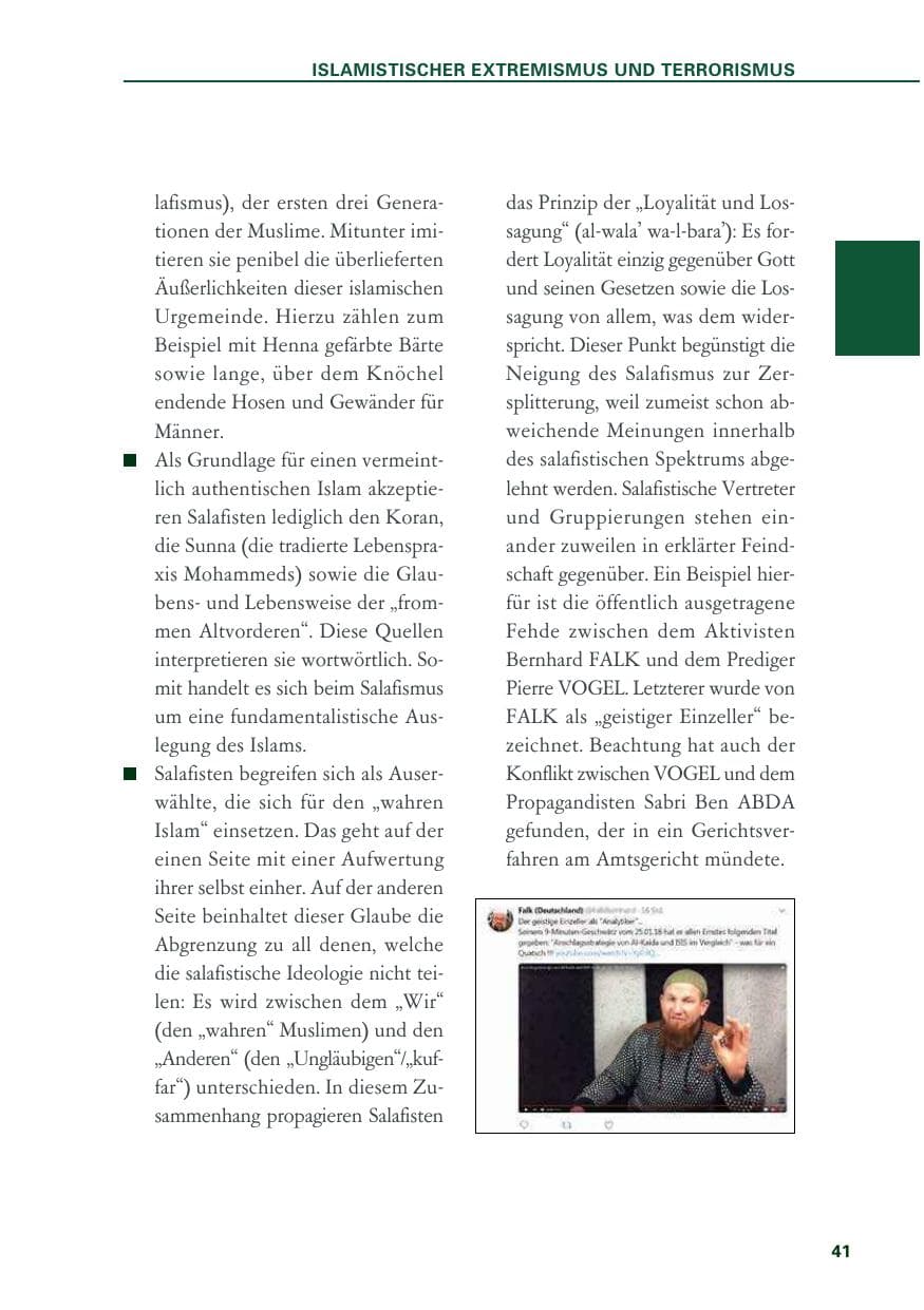 Seite 41 des Verfassungsschutzbericht 2018 Baden-Württemberg