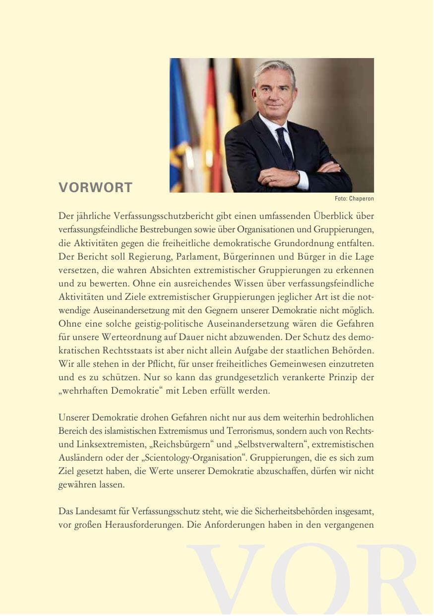 Seite 6 des Verfassungsschutzbericht 2018 Baden-Württemberg