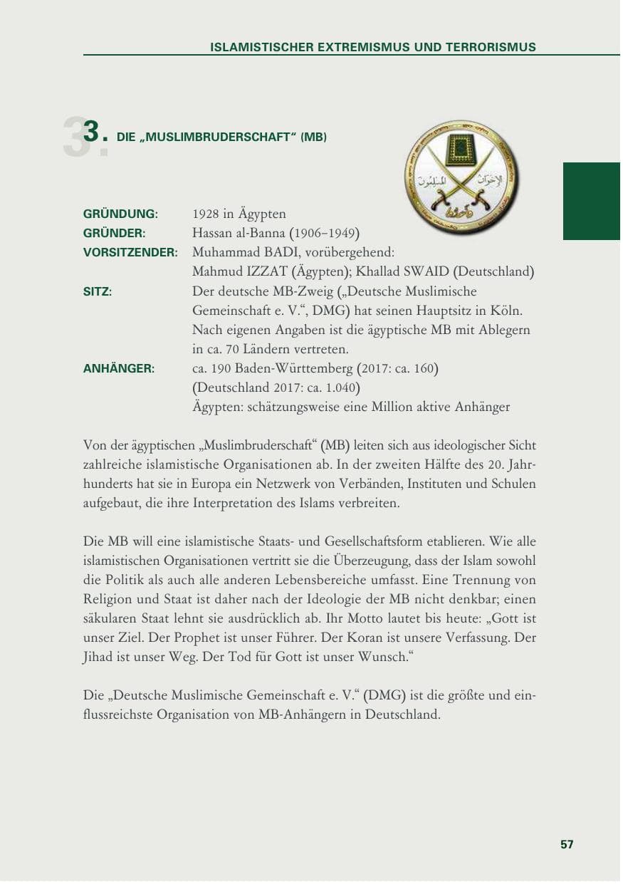 Seite 57 des Verfassungsschutzbericht 2018 Baden-Württemberg