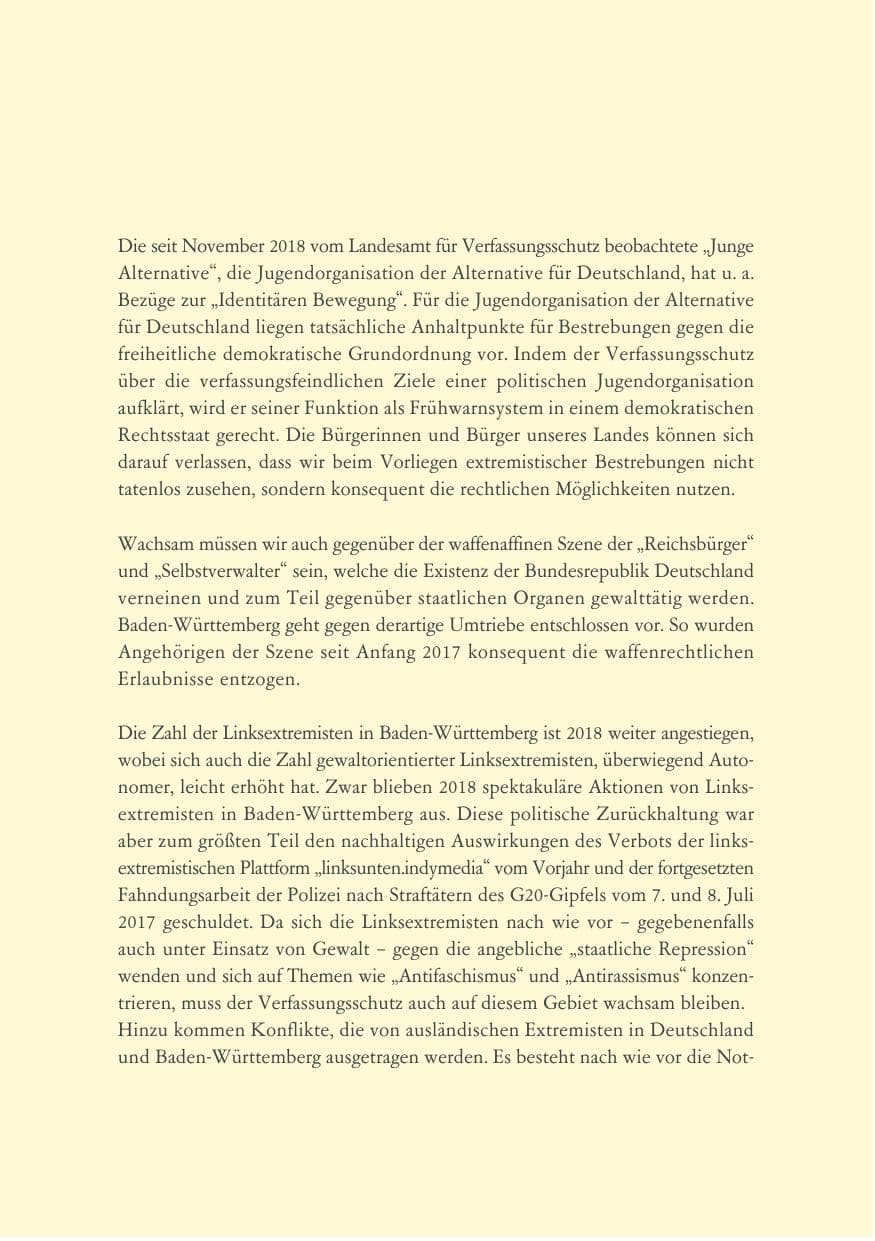 Seite 8 des Verfassungsschutzbericht 2018 Baden-Württemberg