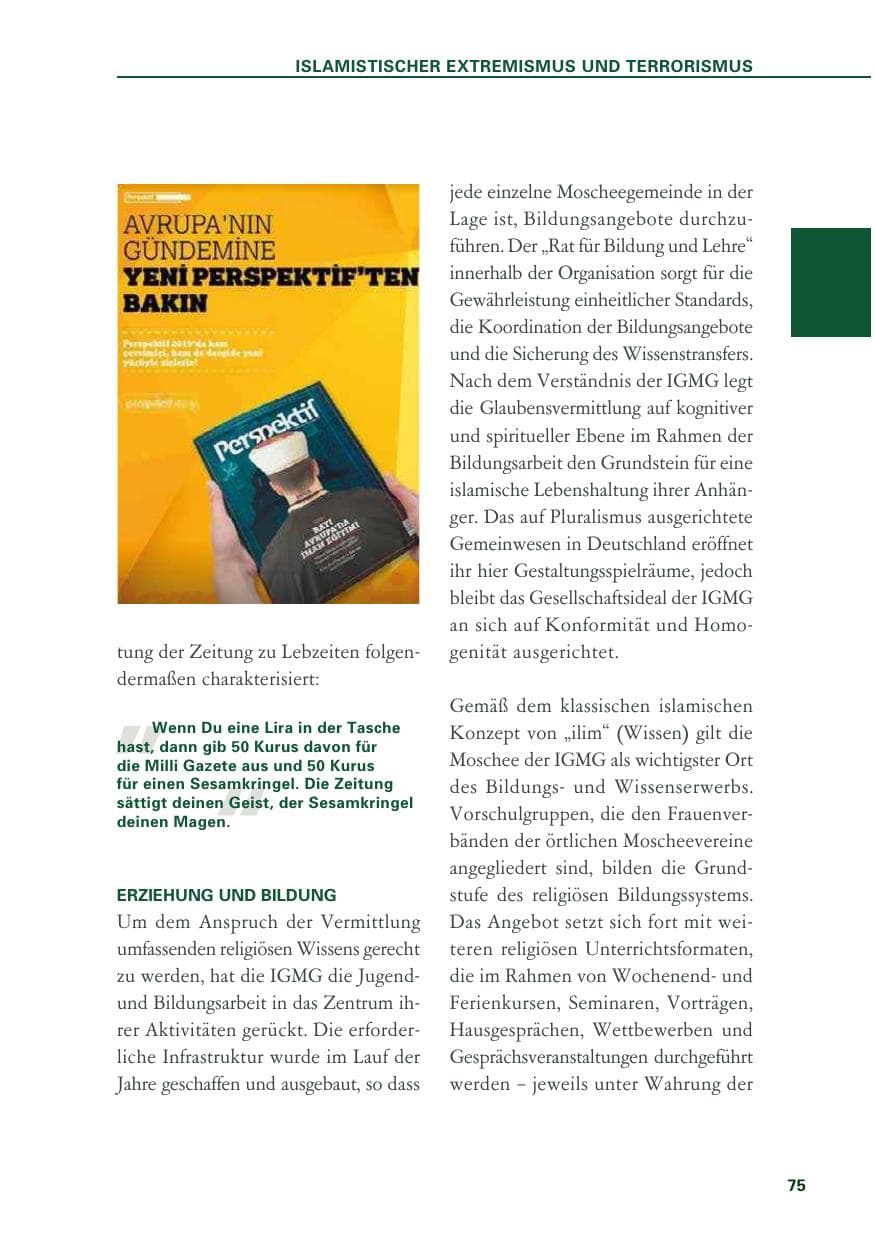 Seite 75 des Verfassungsschutzbericht 2018 Baden-Württemberg