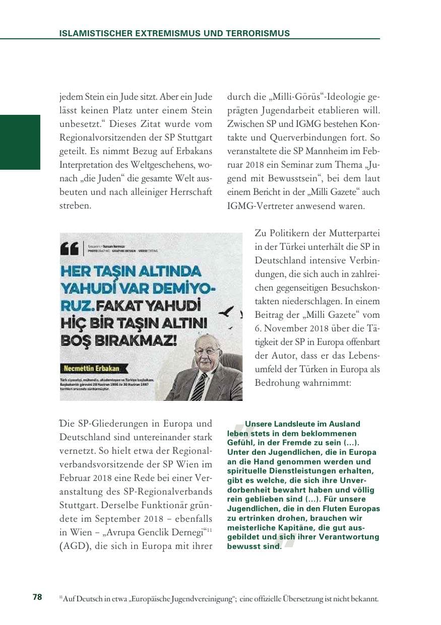 Seite 78 des Verfassungsschutzbericht 2018 Baden-Württemberg