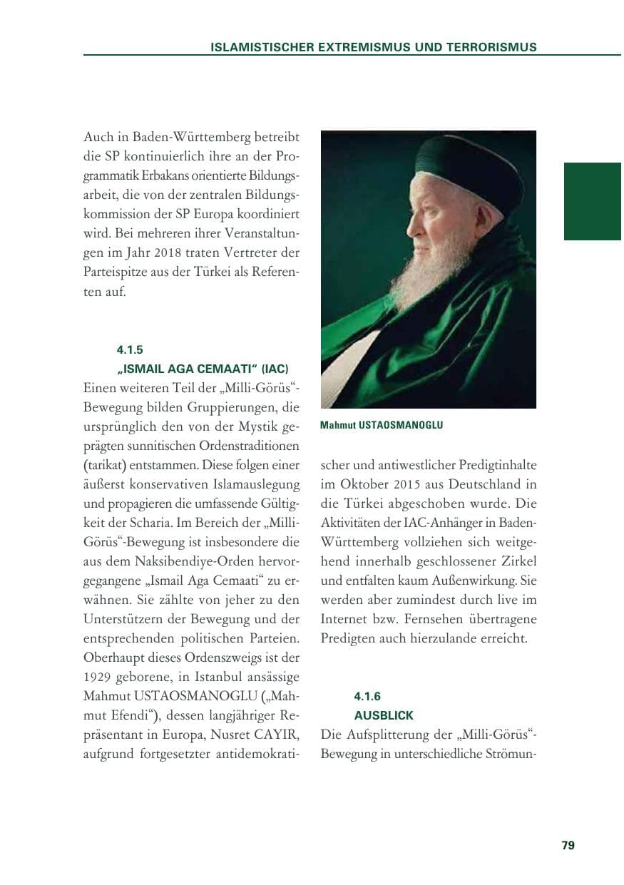 Seite 79 des Verfassungsschutzbericht 2018 Baden-Württemberg