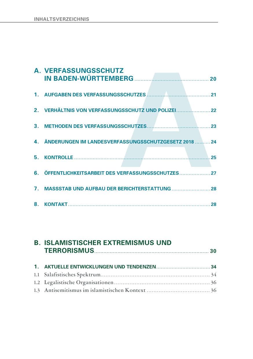 Seite 10 des Verfassungsschutzbericht 2018 Baden-Württemberg