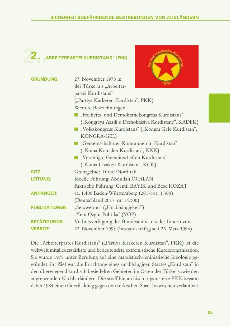 Seite 95 des Verfassungsschutzbericht 2018 Baden-Württemberg