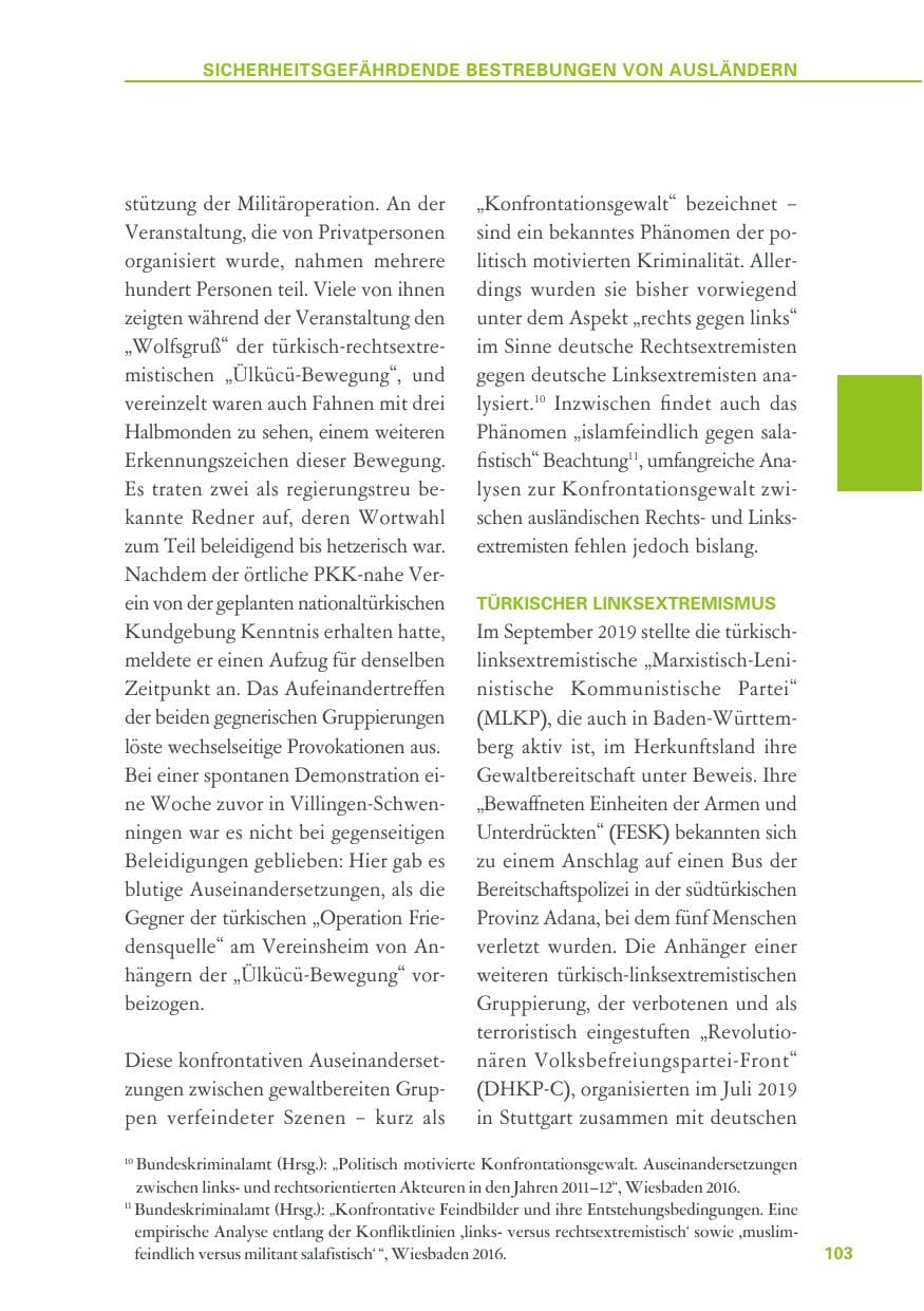 Seite 103 des Verfassungsschutzbericht 2019 Baden-Württemberg