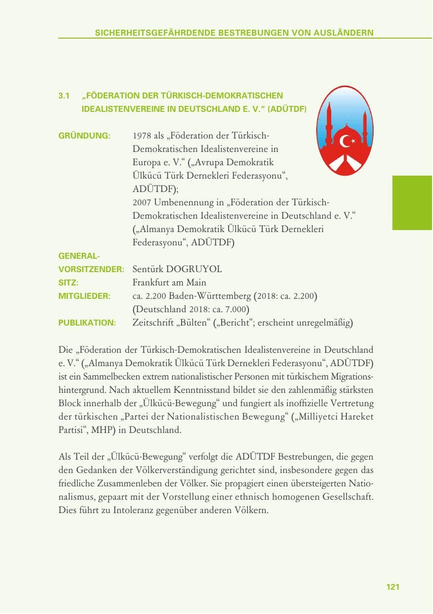 Seite 121 des Verfassungsschutzbericht 2019 Baden-Württemberg