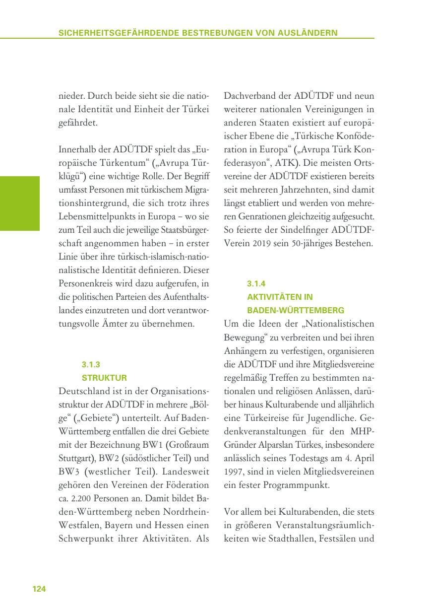 Seite 124 des Verfassungsschutzbericht 2019 Baden-Württemberg