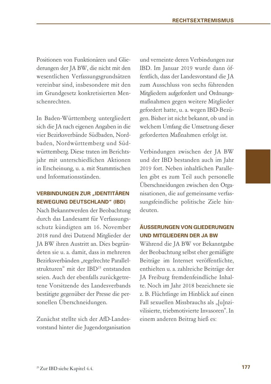 Seite 177 des Verfassungsschutzbericht 2019 Baden-Württemberg