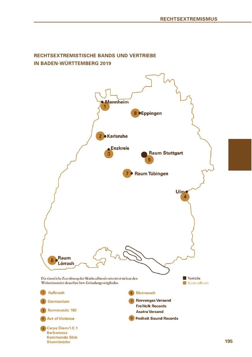 Seite 195 des Verfassungsschutzbericht 2019 Baden-Württemberg