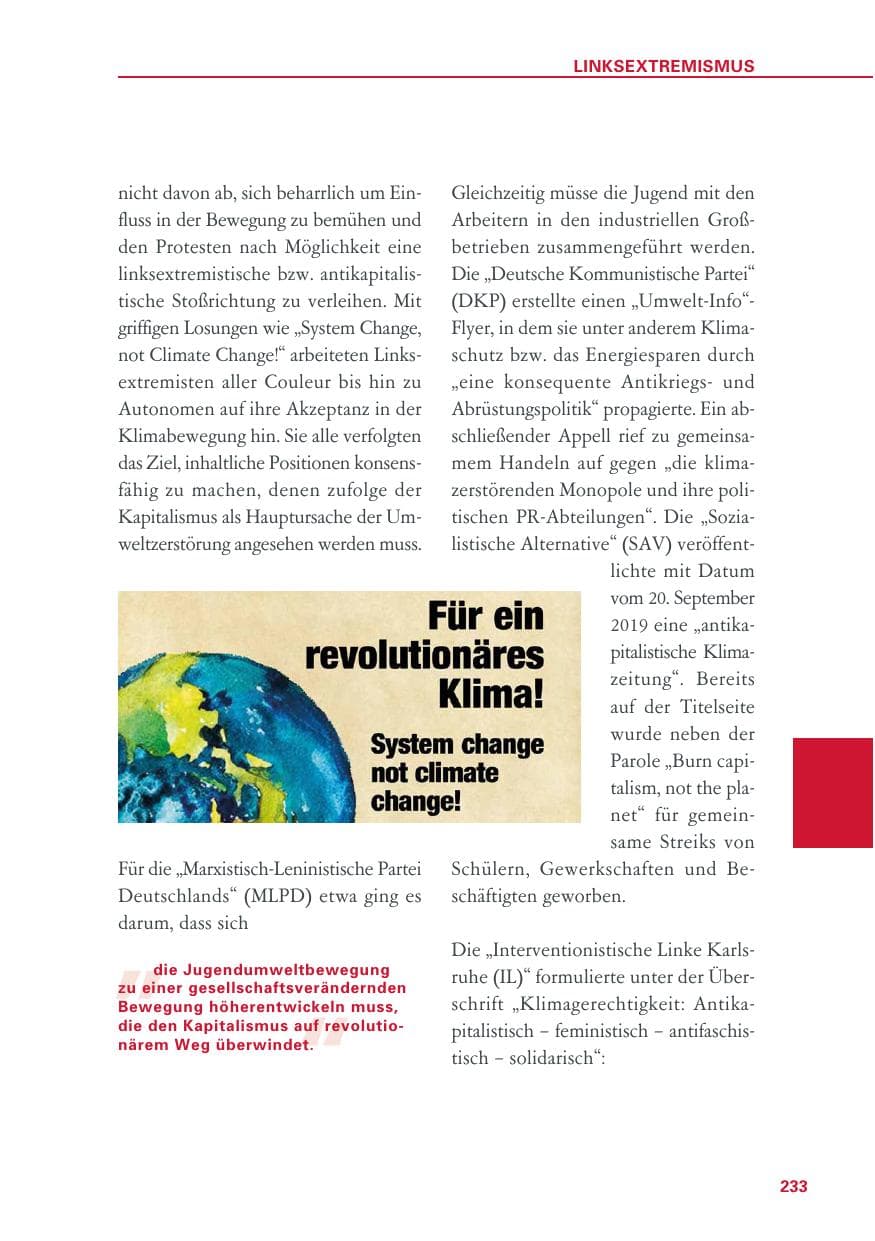 Seite 233 des Verfassungsschutzbericht 2019 Baden-Württemberg
