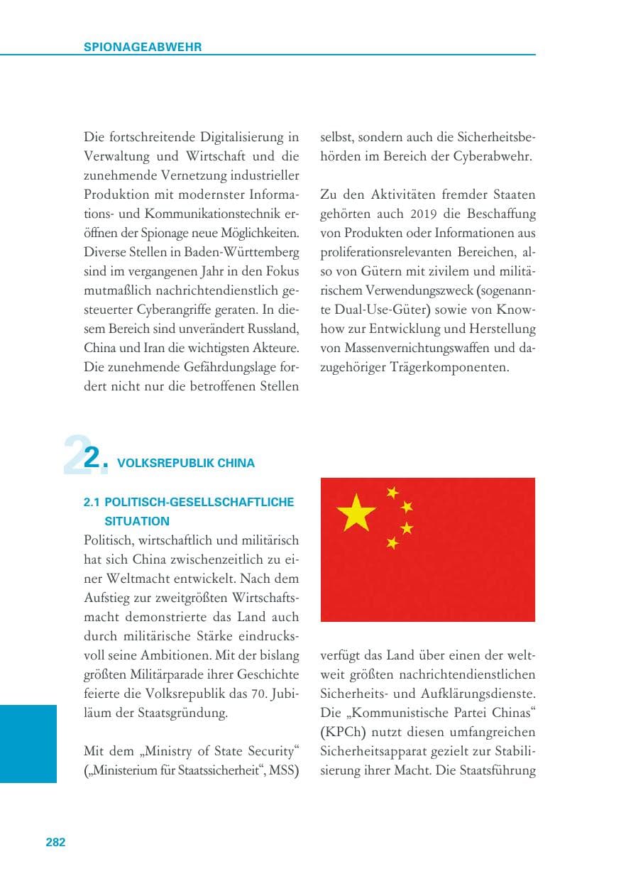 Seite 282 des Verfassungsschutzbericht 2019 Baden-Württemberg