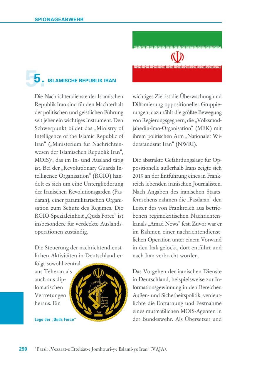 Seite 290 des Verfassungsschutzbericht 2019 Baden-Württemberg