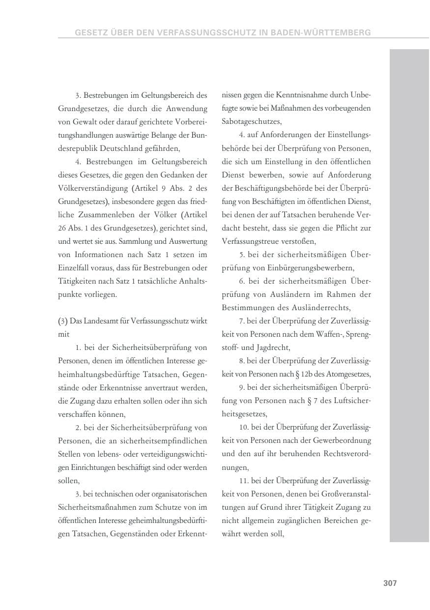 Seite 307 des Verfassungsschutzbericht 2019 Baden-Württemberg
