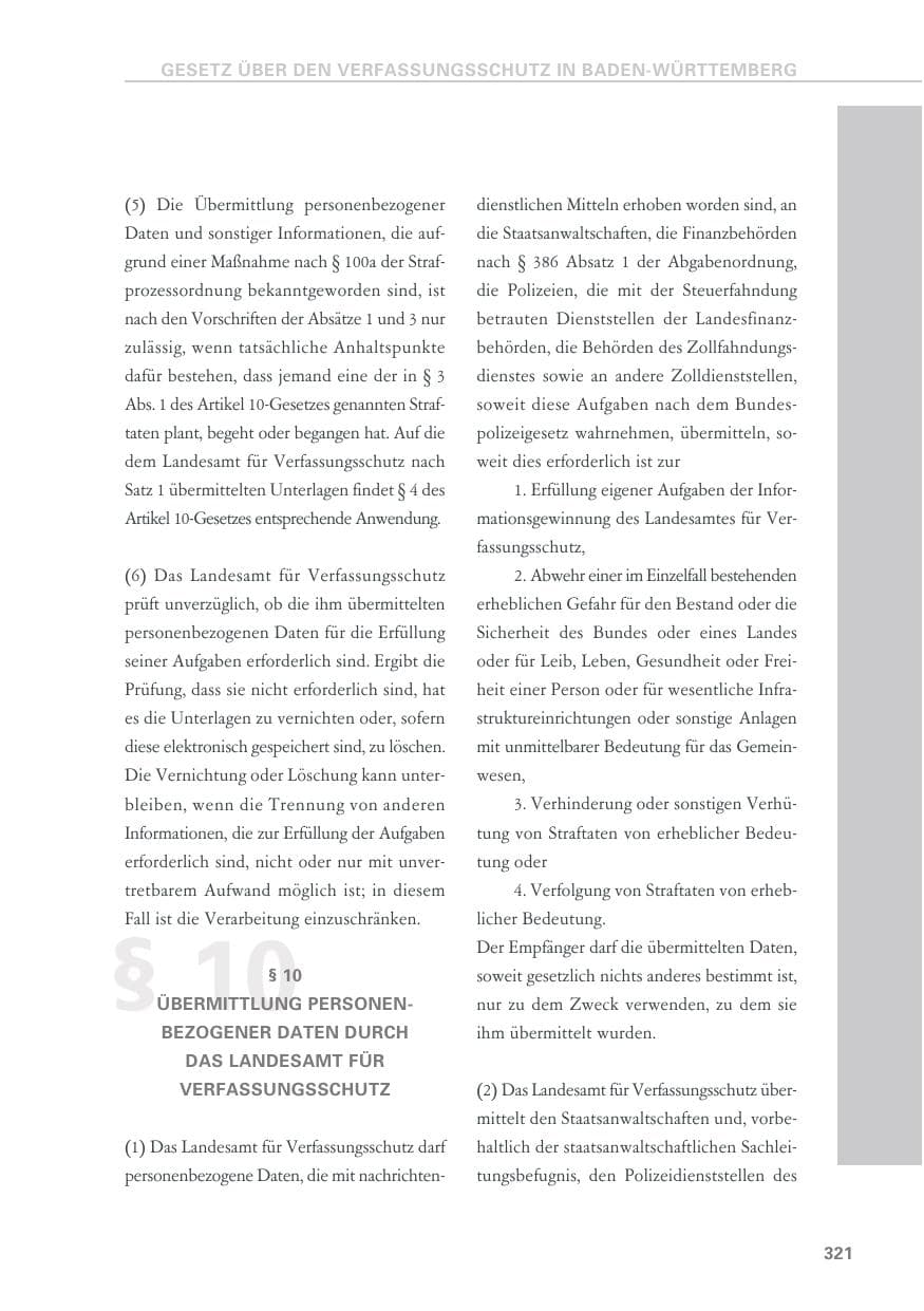Seite 321 des Verfassungsschutzbericht 2019 Baden-Württemberg