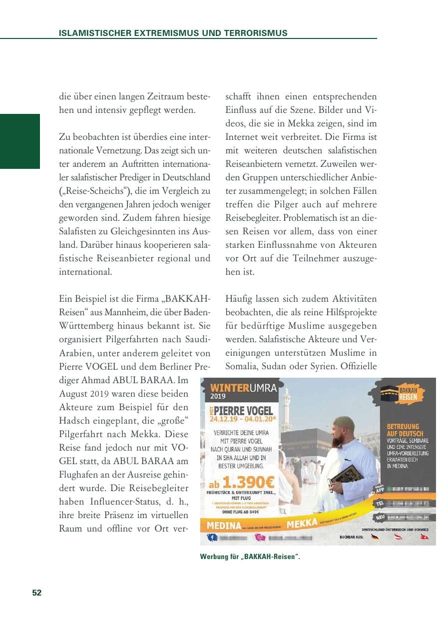 Seite 52 des Verfassungsschutzbericht 2019 Baden-Württemberg