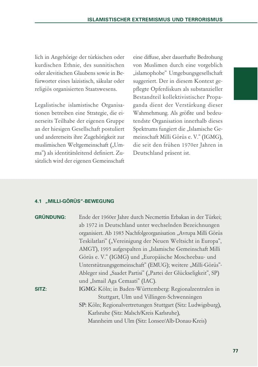 Seite 77 des Verfassungsschutzbericht 2019 Baden-Württemberg