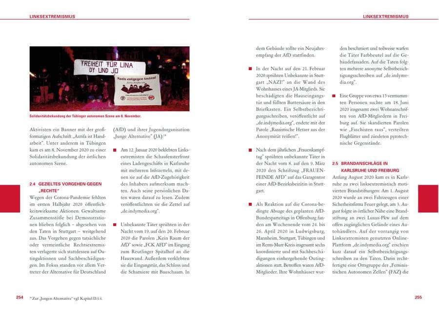 Seite 128 des Verfassungsschutzbericht 2020 Baden-Württemberg