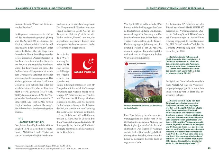 Seite 45 des Verfassungsschutzbericht 2020 Baden-Württemberg