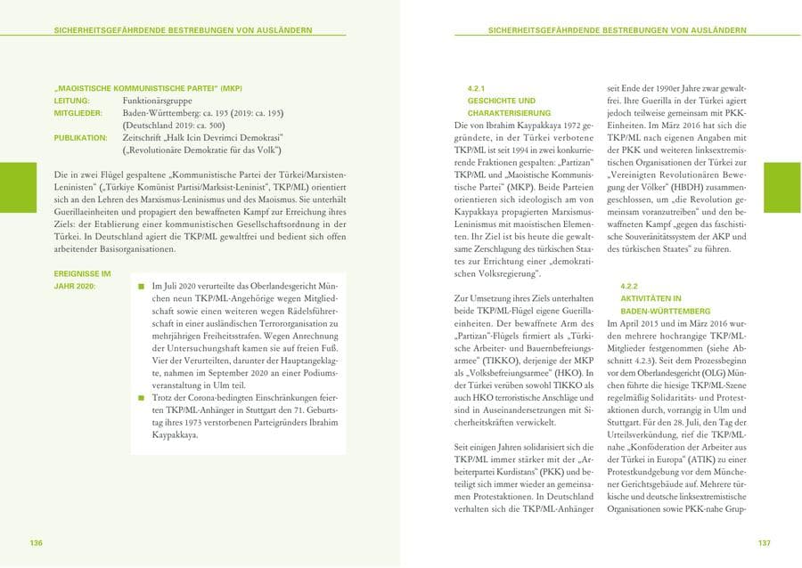 Seite 69 des Verfassungsschutzbericht 2020 Baden-Württemberg