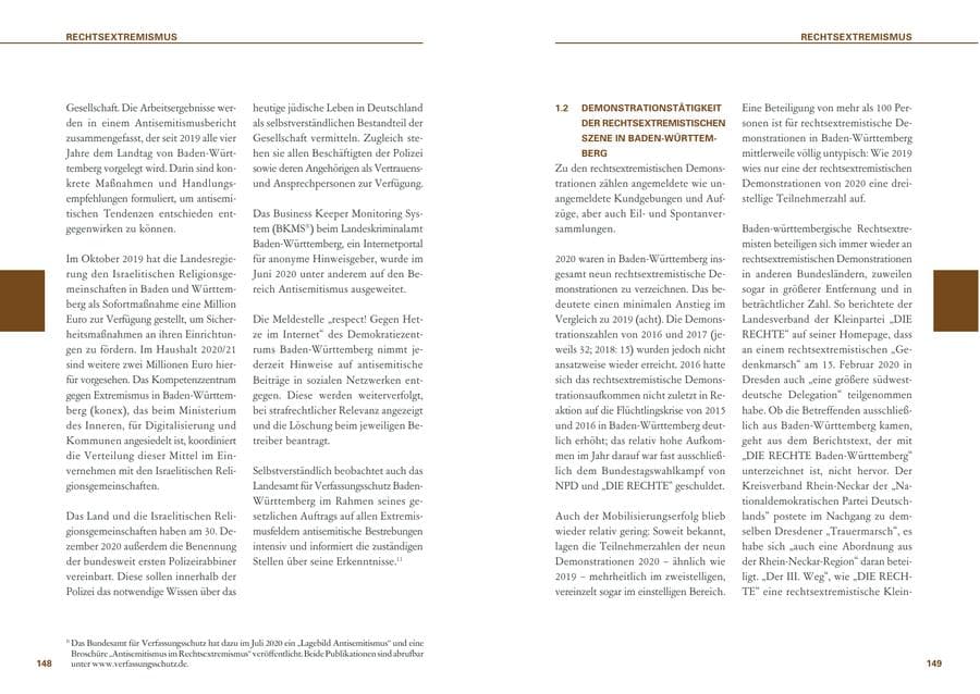 Seite 75 des Verfassungsschutzbericht 2020 Baden-Württemberg