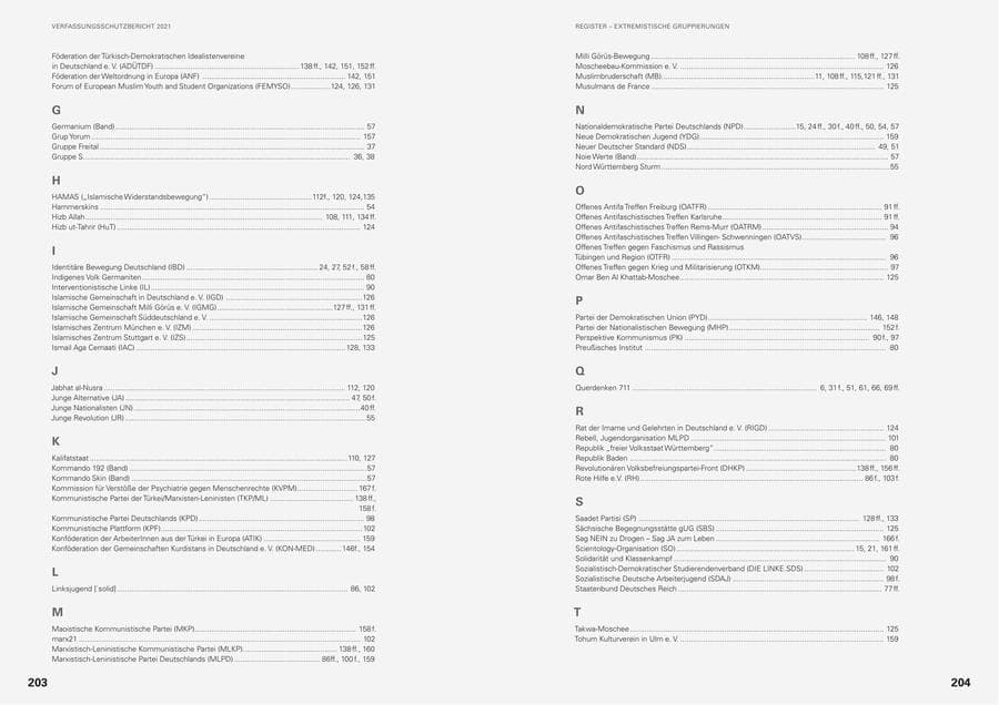 Seite 104 des Verfassungsschutzbericht 2021 Baden-Württemberg