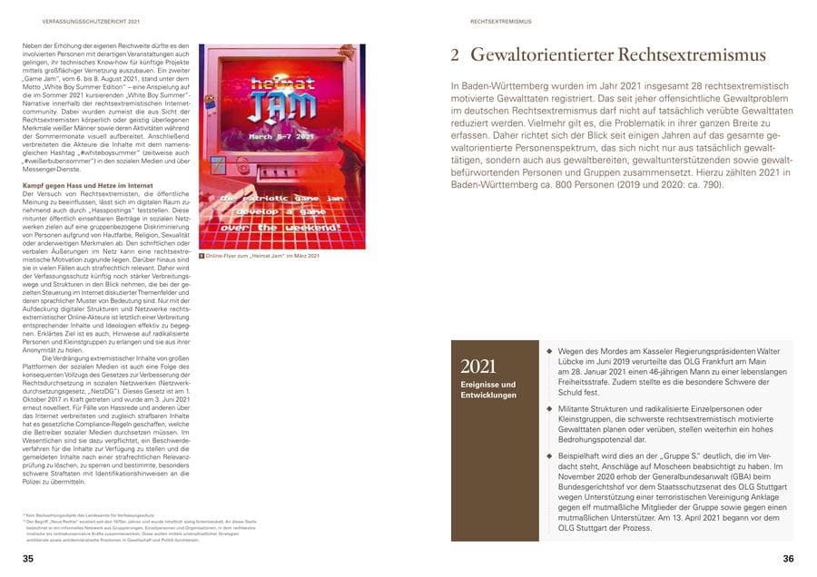 Seite 20 des Verfassungsschutzbericht 2021 Baden-Württemberg
