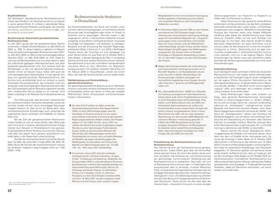 Seite 21 des Verfassungsschutzbericht 2021 Baden-Württemberg