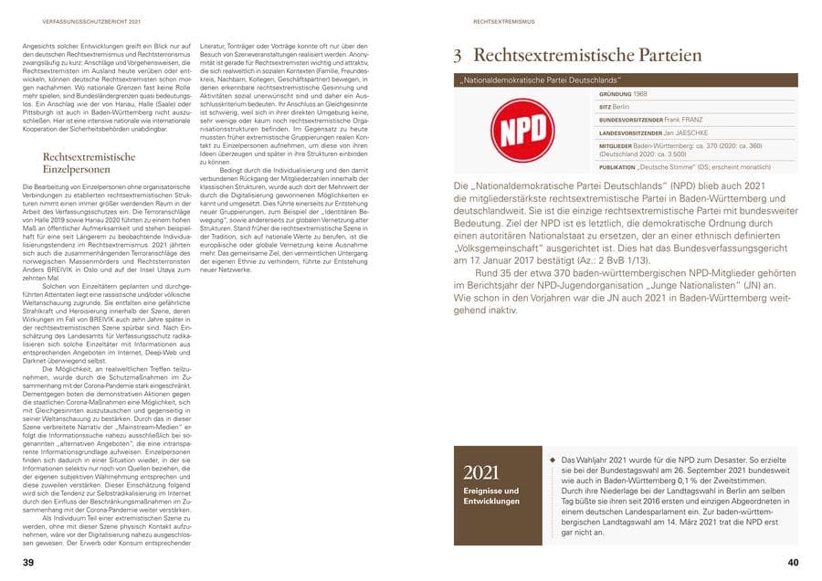Seite 22 des Verfassungsschutzbericht 2021 Baden-Württemberg