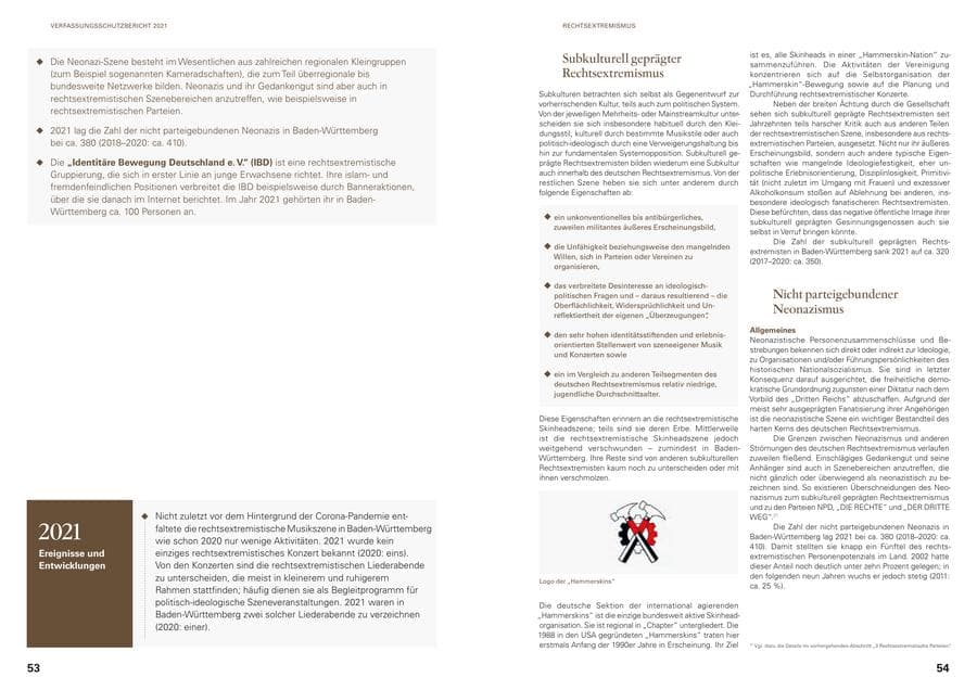 Seite 29 des Verfassungsschutzbericht 2021 Baden-Württemberg