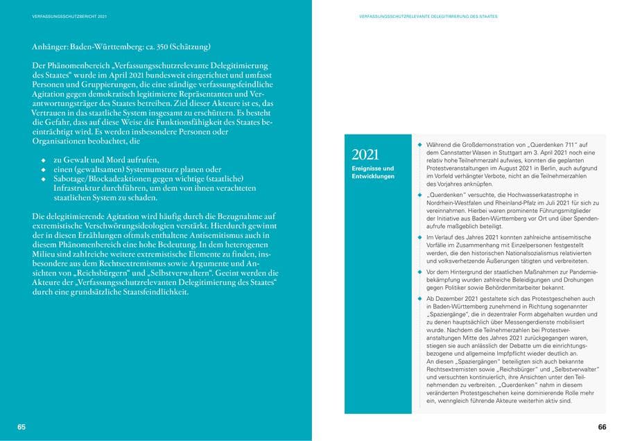 Seite 35 des Verfassungsschutzbericht 2021 Baden-Württemberg