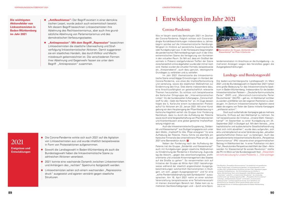 Seite 47 des Verfassungsschutzbericht 2021 Baden-Württemberg