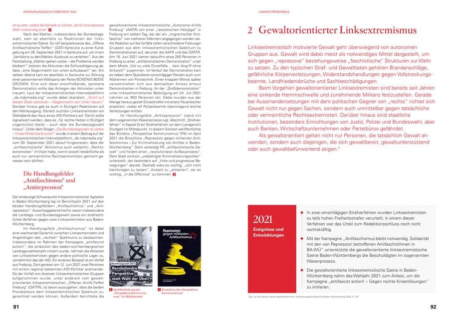 Seite 48 des Verfassungsschutzbericht 2021 Baden-Württemberg