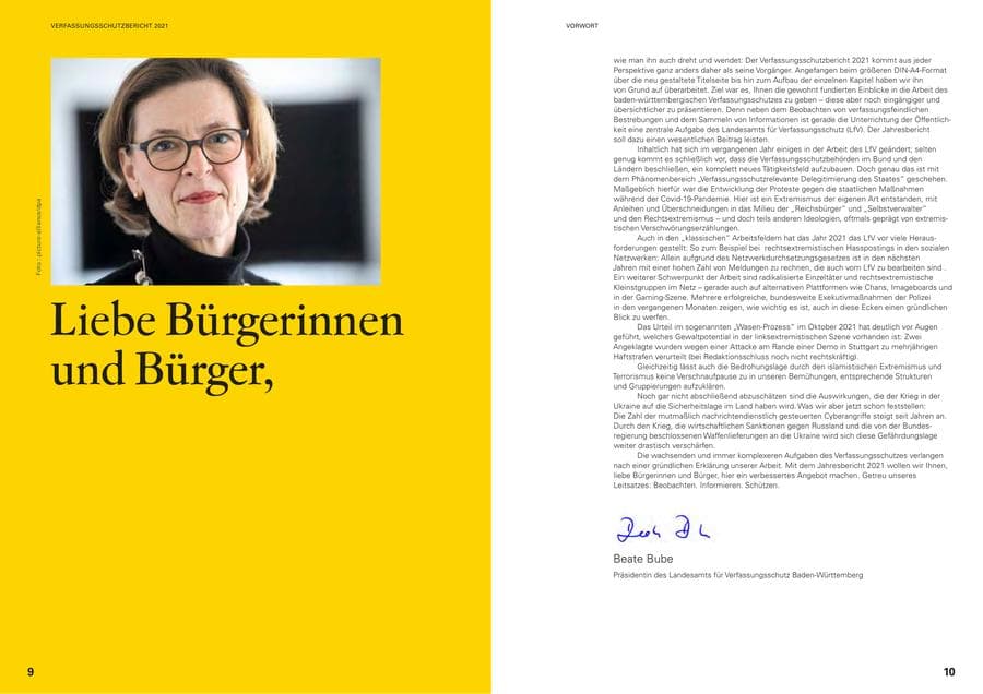 Seite 7 des Verfassungsschutzbericht 2021 Baden-Württemberg
