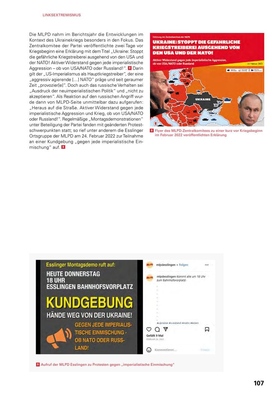Seite 105 des Verfassungsschutzbericht 2022 Baden-Württemberg