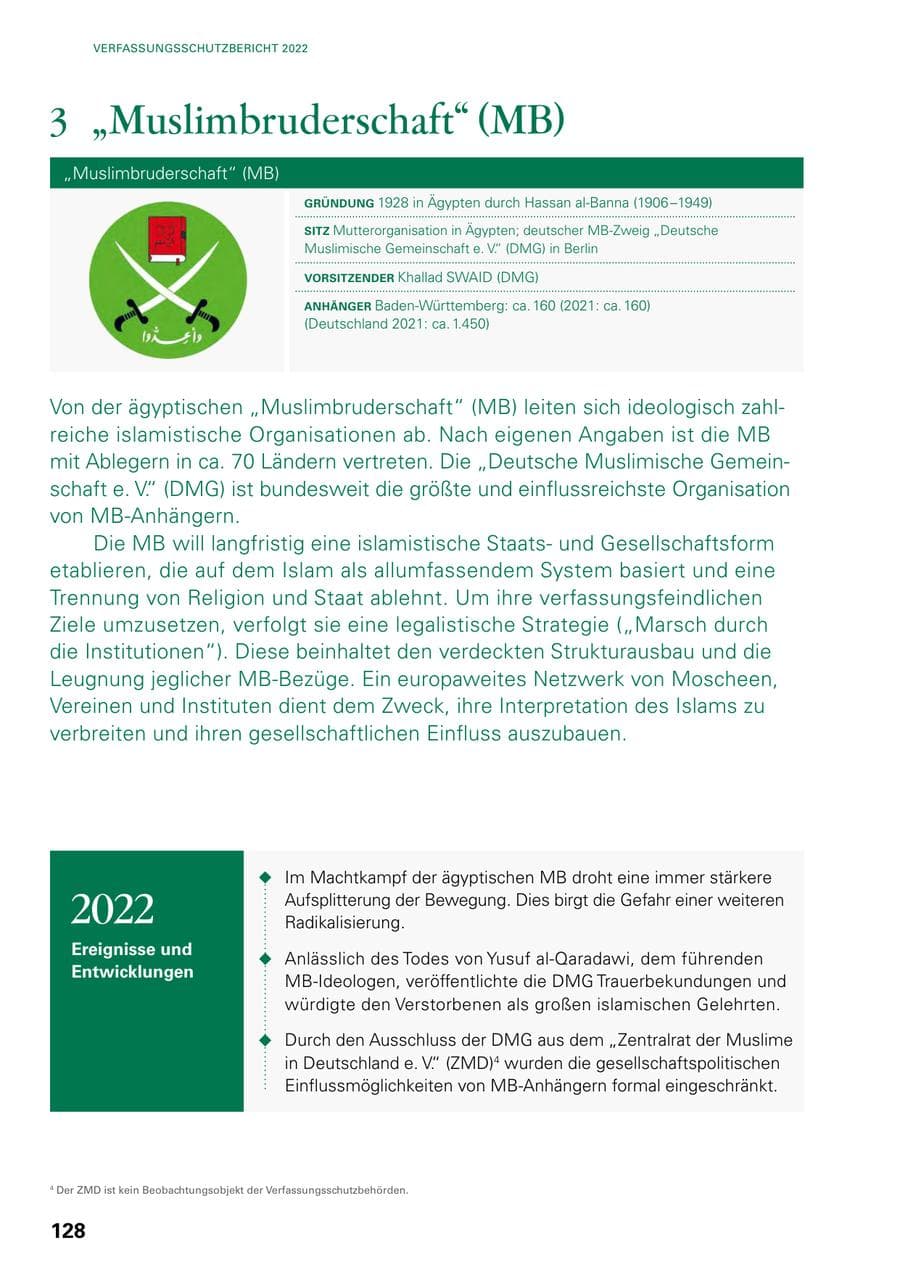 Seite 126 des Verfassungsschutzbericht 2022 Baden-Württemberg