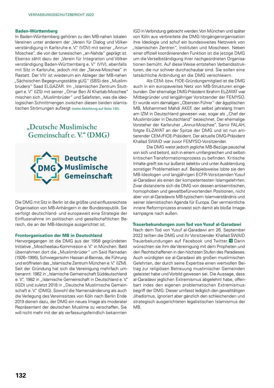 Seite 130 des Verfassungsschutzbericht 2022 Baden-Württemberg