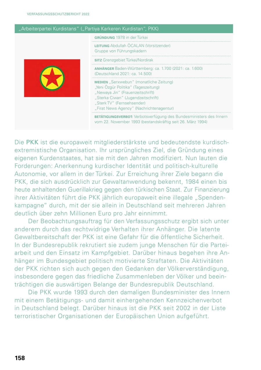 Seite 156 des Verfassungsschutzbericht 2022 Baden-Württemberg