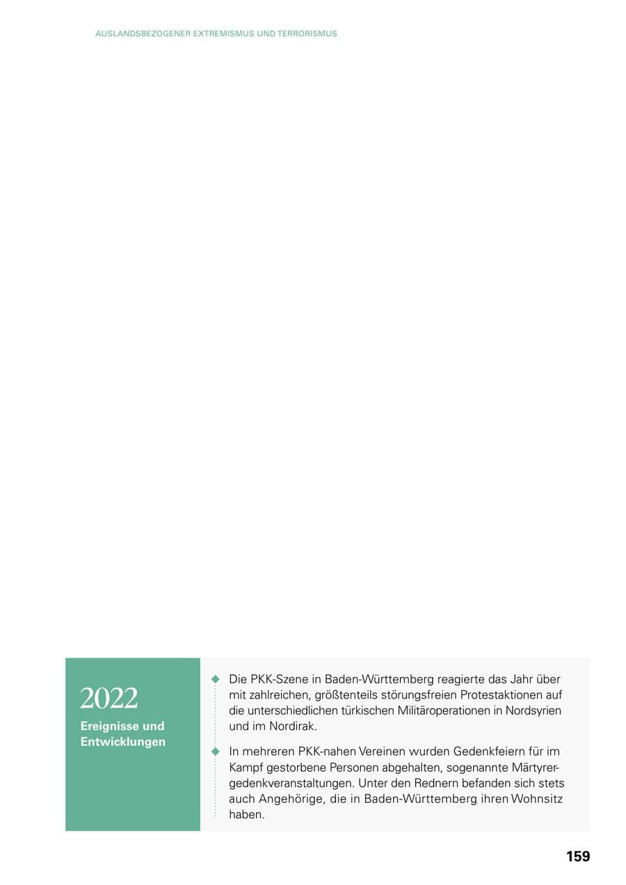 Seite 157 des Verfassungsschutzbericht 2022 Baden-Württemberg