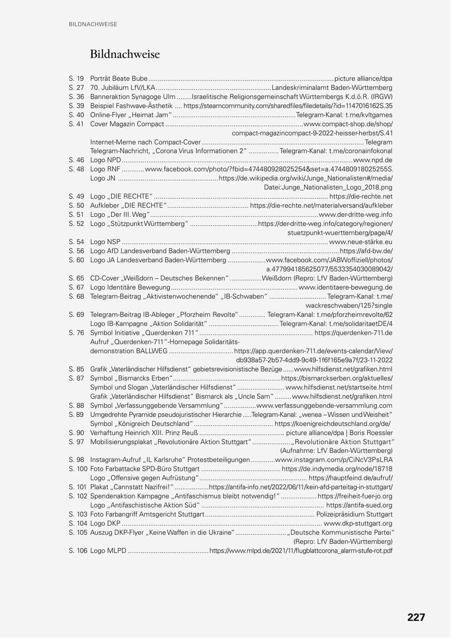 Seite 225 des Verfassungsschutzbericht 2022 Baden-Württemberg