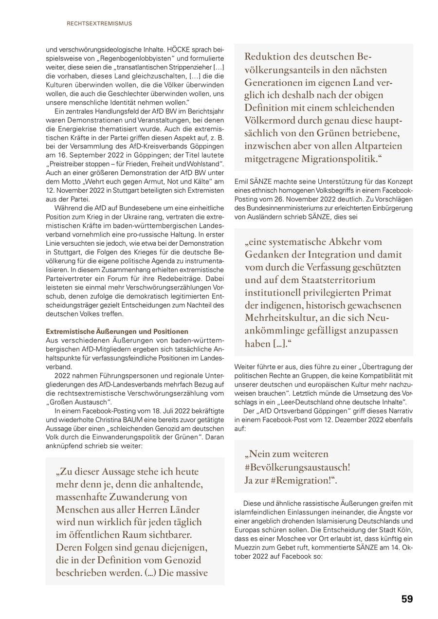 Seite 57 des Verfassungsschutzbericht 2022 Baden-Württemberg