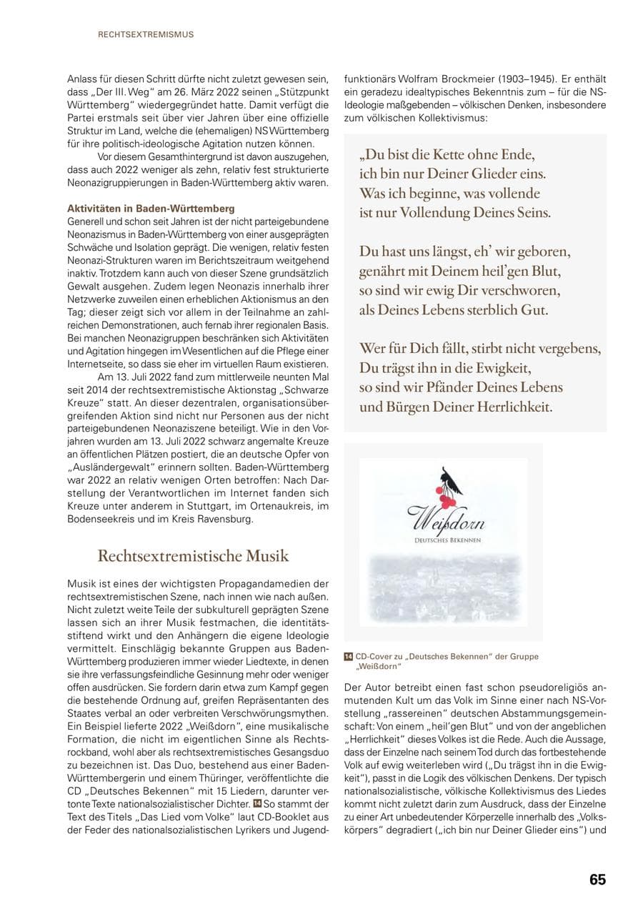 Seite 63 des Verfassungsschutzbericht 2022 Baden-Württemberg