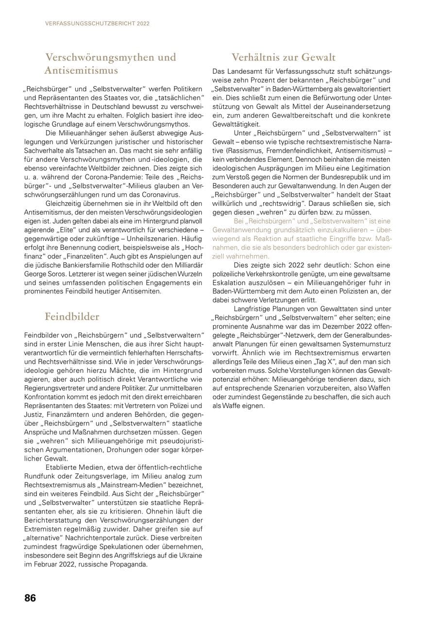 Seite 84 des Verfassungsschutzbericht 2022 Baden-Württemberg